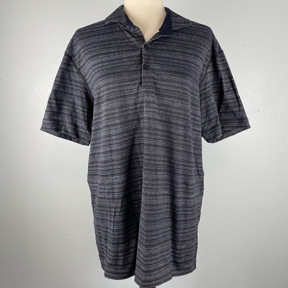 Lululemon Men’s Gray Striped Polo Shirt Size L EUC